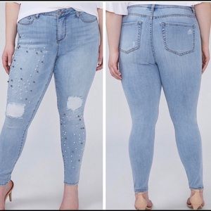 Lane Bryant Pearl Embellished Stretch Jeans